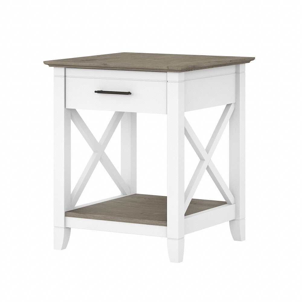 Bush Furniture - Key West End Table with Storage in Pure White and Shiplap Gray - KWT120G2W-03 veiw 1
