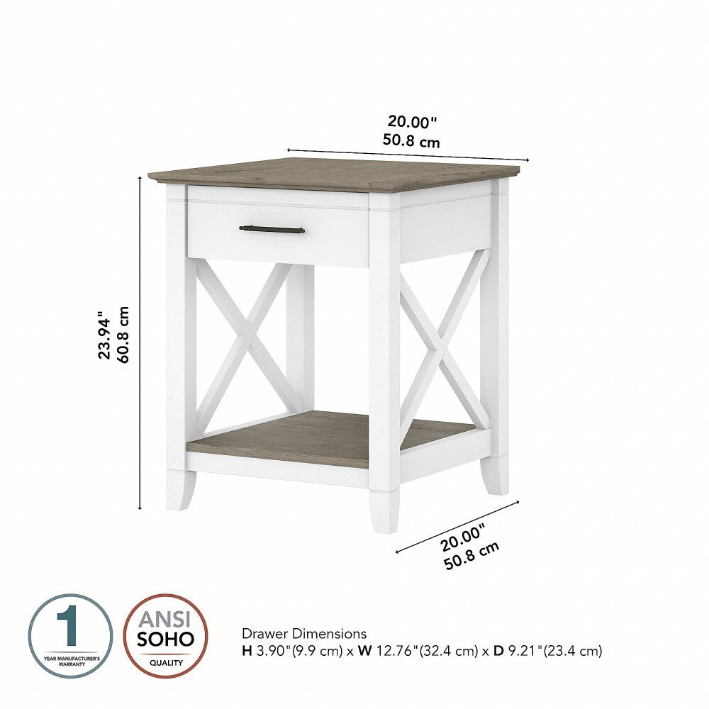 Bush Furniture - Key West End Table with Storage in Pure White and Shiplap Gray - KWT120G2W-03 veiw 6
