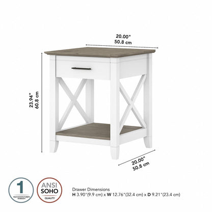 Bush Furniture - Key West End Table with Storage in Pure White and Shiplap Gray - KWT120G2W-03 veiw 6