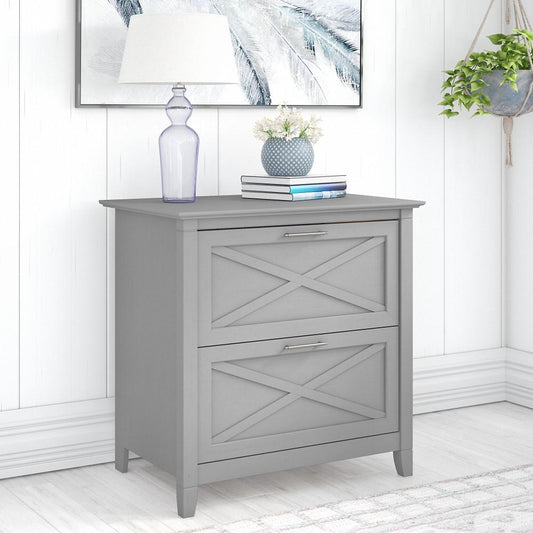 Bush Furniture - Key West 2 Drawer Lateral File Cabinet in Cape Cod Gray - KWF130CG-03 veiw 2