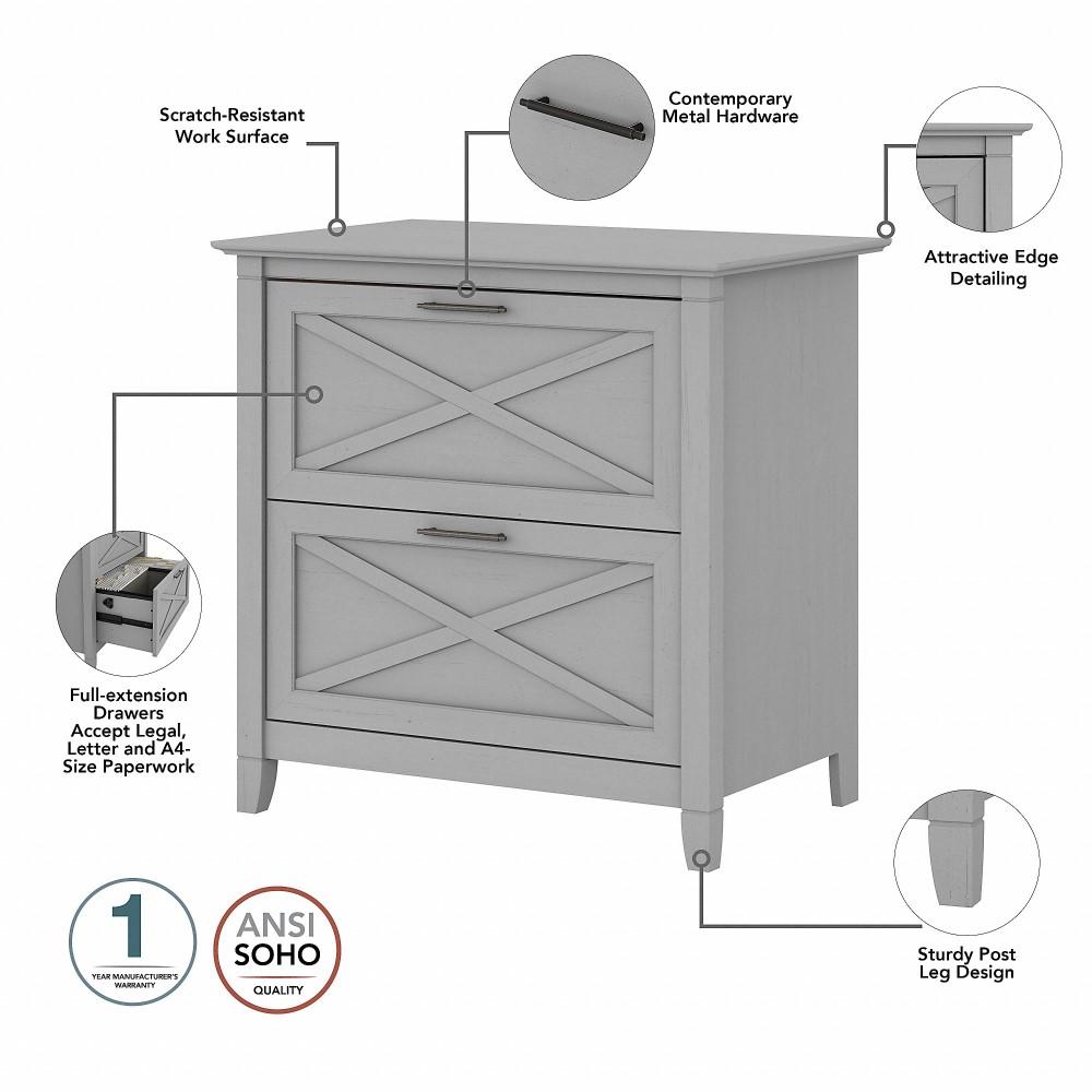 Bush Furniture - Key West 2 Drawer Lateral File Cabinet in Cape Cod Gray - KWF130CG-03 veiw 3