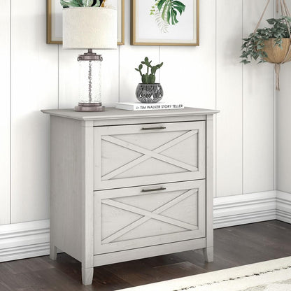 Bush Furniture - Key West 2 Drawer Lateral File Cabinet in Linen White Oak - KWF130LW-03 veiw 2