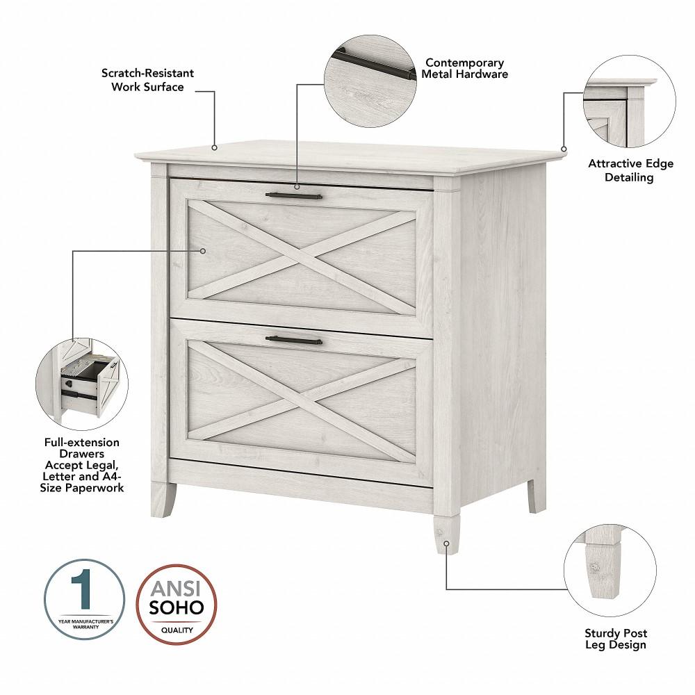 Bush Furniture - Key West 2 Drawer Lateral File Cabinet in Linen White Oak - KWF130LW-03 veiw 3