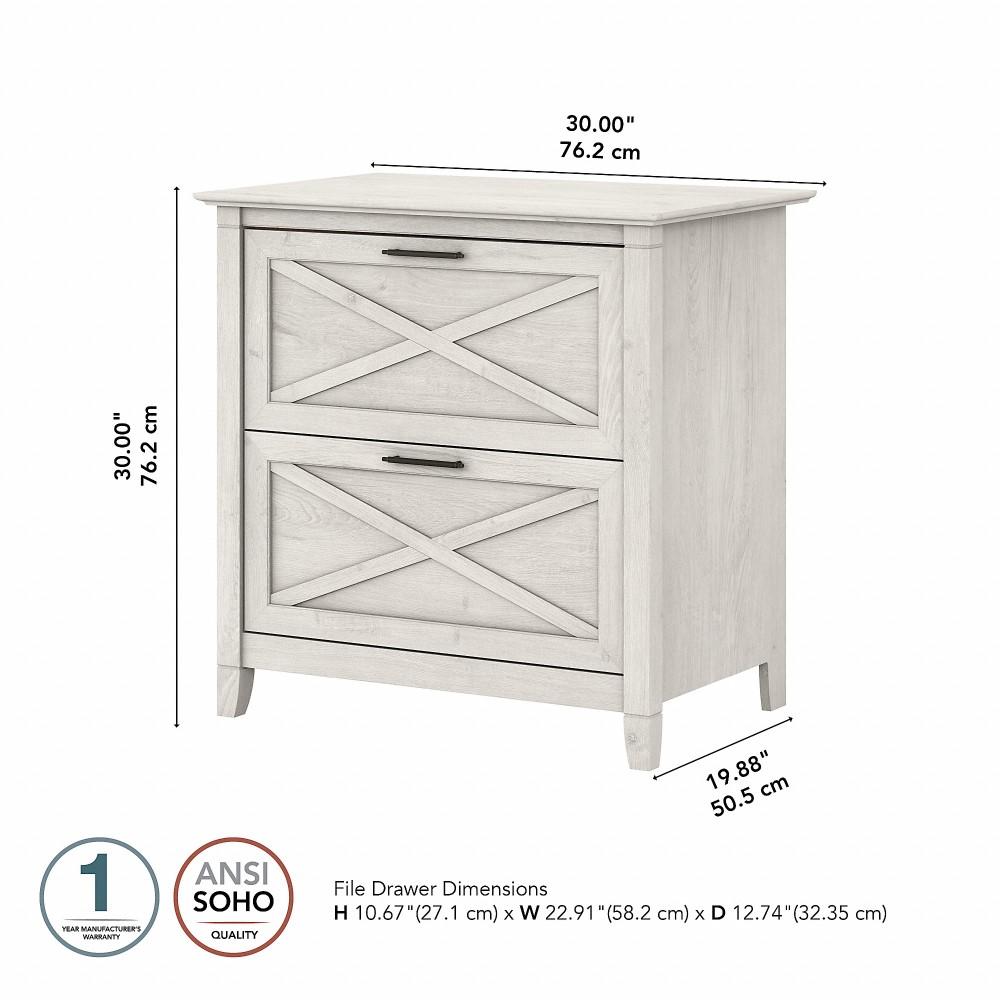 Bush Furniture - Key West 2 Drawer Lateral File Cabinet in Linen White Oak - KWF130LW-03 veiw 6