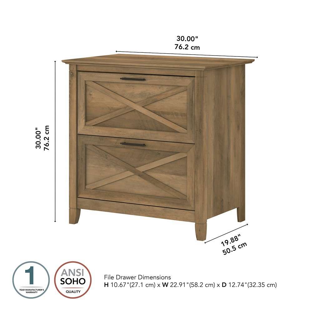 Bush Furniture - Key West 2 Drawer Lateral File Cabinet in Reclaimed Pine - KWF130RCP-03 veiw 6