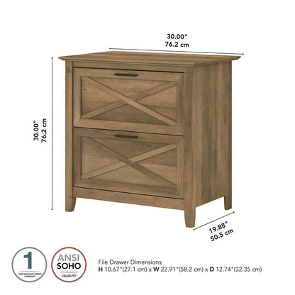 Bush Furniture - Key West 2 Drawer Lateral File Cabinet in Reclaimed Pine - KWF130RCP-03 veiw 6