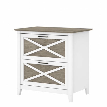 Bush Furniture - Key West 2 Drawer Lateral File Cabinet in Pure White and Shiplap Gray - KWF130G2W-03 veiw 1