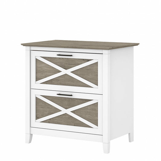 Bush Furniture - Key West 2 Drawer Lateral File Cabinet in Pure White and Shiplap Gray - KWF130G2W-03 veiw 1