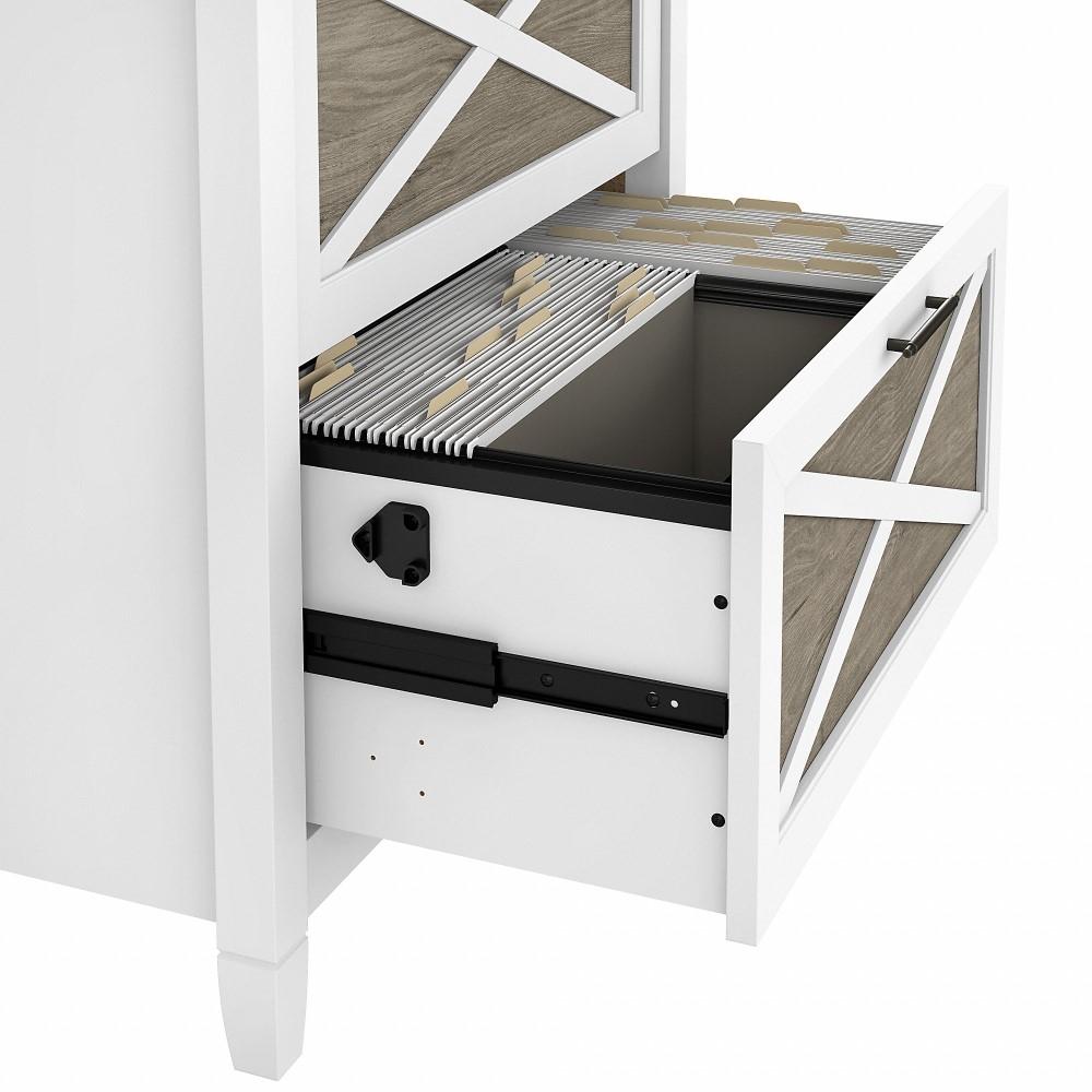 Bush Furniture - Key West 2 Drawer Lateral File Cabinet in Pure White and Shiplap Gray - KWF130G2W-03 veiw 4