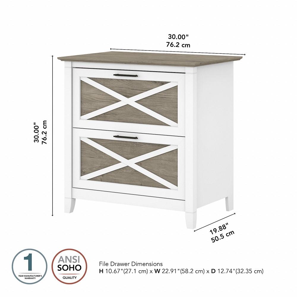 Bush Furniture - Key West 2 Drawer Lateral File Cabinet in Pure White and Shiplap Gray - KWF130G2W-03 veiw 6
