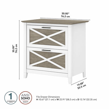 Bush Furniture - Key West 2 Drawer Lateral File Cabinet in Pure White and Shiplap Gray - KWF130G2W-03 veiw 6