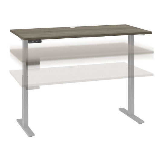Bush Business Furniture - Move 60 Series 60W x 30D Electric Height Adjustable Standing Desk in Modern Hickory with Cool Gray Metallic Base - M6S6030MHSK veiw 1