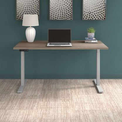 Bush Business Furniture - Move 60 Series 60W x 30D Electric Height Adjustable Standing Desk in Modern Hickory with Cool Gray Metallic Base - M6S6030MHSK veiw 4