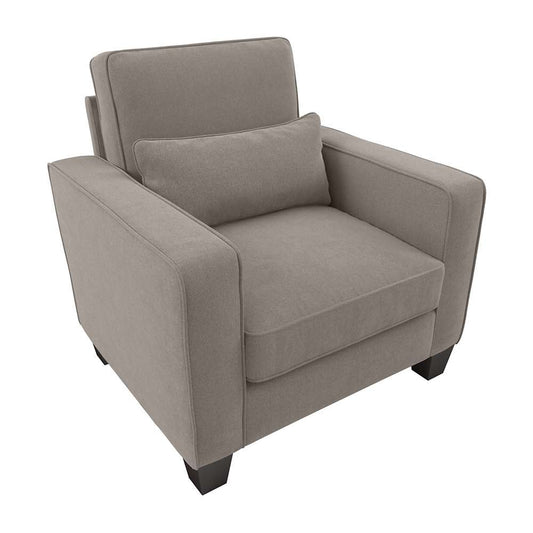 Bush Furniture - Stockton Accent Chair with Arms in Beige Herringbone - SNK36SBGH-03 veiw 1