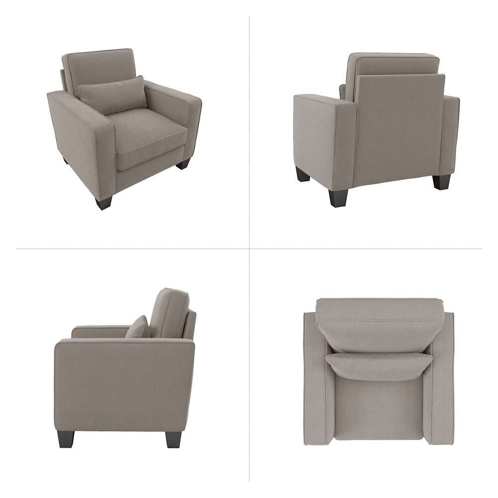 Bush Furniture - Stockton Accent Chair with Arms in Beige Herringbone - SNK36SBGH-03 veiw 3