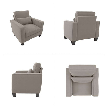 Bush Furniture - Stockton Accent Chair with Arms in Beige Herringbone - SNK36SBGH-03 veiw 3