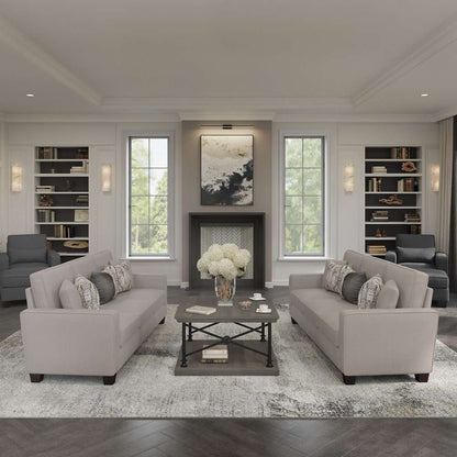Bush Furniture - Stockton Accent Chair with Arms in Beige Herringbone - SNK36SBGH-03 veiw 4