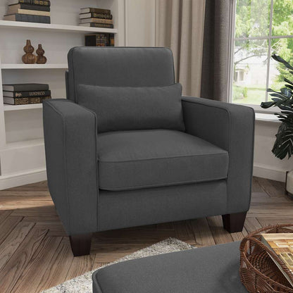 Bush Furniture - Stockton Accent Chair with Arms in Charcoal Gray Herringbone - SNK36SCGH-03 veiw 2