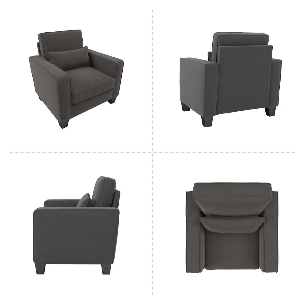 Bush Furniture - Stockton Accent Chair with Arms in Charcoal Gray Herringbone - SNK36SCGH-03 veiw 3