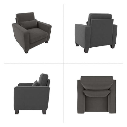 Bush Furniture - Stockton Accent Chair with Arms in Charcoal Gray Herringbone - SNK36SCGH-03 veiw 3