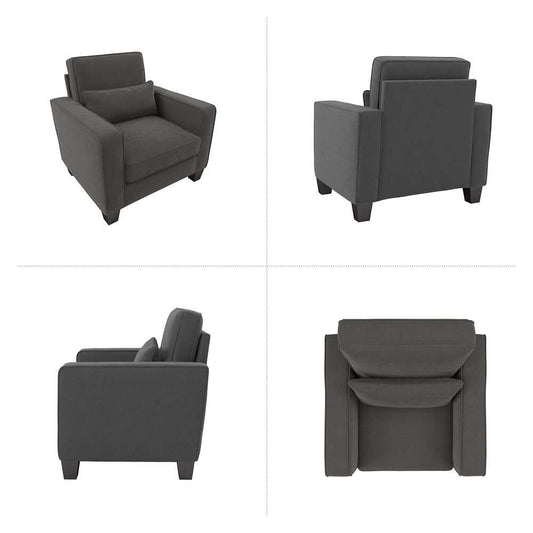 Bush Furniture - Stockton Accent Chair with Arms in Charcoal Gray Herringbone - SNK36SCGH-03 veiw 3