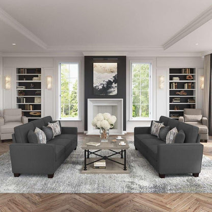 Bush Furniture - Stockton Accent Chair with Arms in Charcoal Gray Herringbone - SNK36SCGH-03 veiw 4