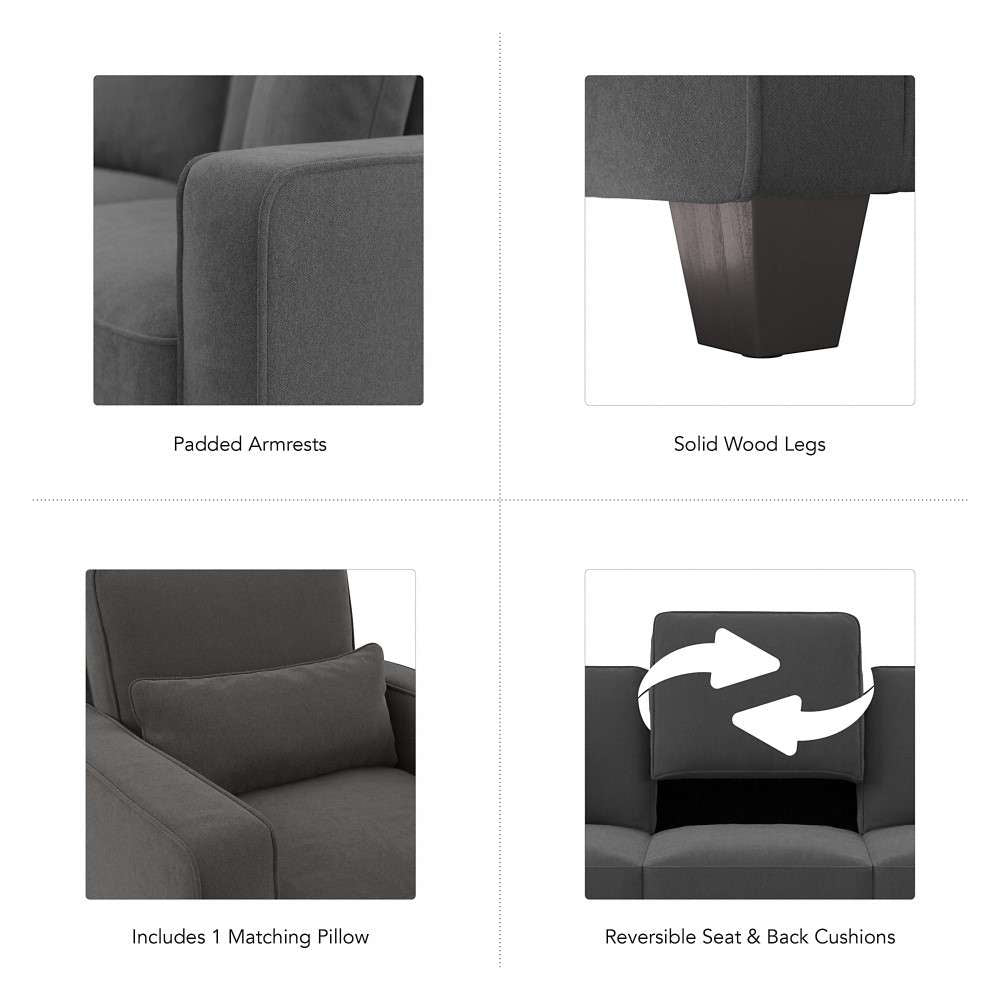 Bush Furniture - Stockton Accent Chair with Arms in Charcoal Gray Herringbone - SNK36SCGH-03 veiw 5