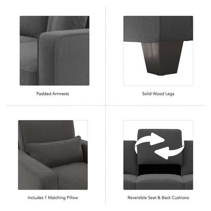 Bush Furniture - Stockton Accent Chair with Arms in Charcoal Gray Herringbone - SNK36SCGH-03 veiw 5