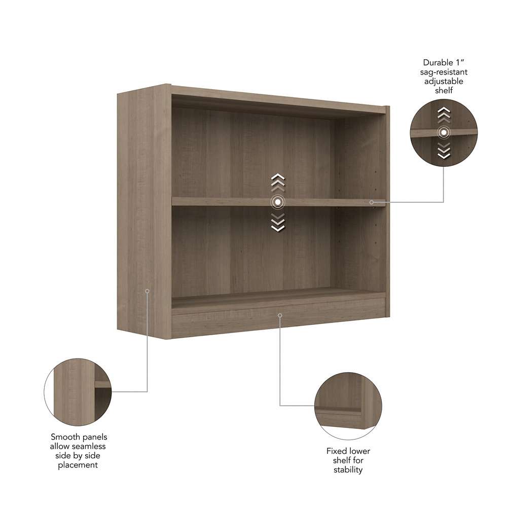 Bush Furniture - Universal  2 Shelf Bookcase in Ash Gray - WL12426 veiw 3