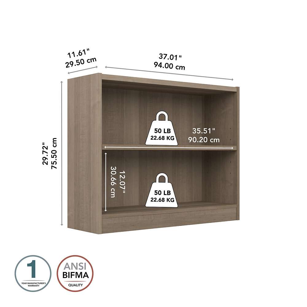 Bush Furniture - Universal  2 Shelf Bookcase in Ash Gray - WL12426 veiw 5