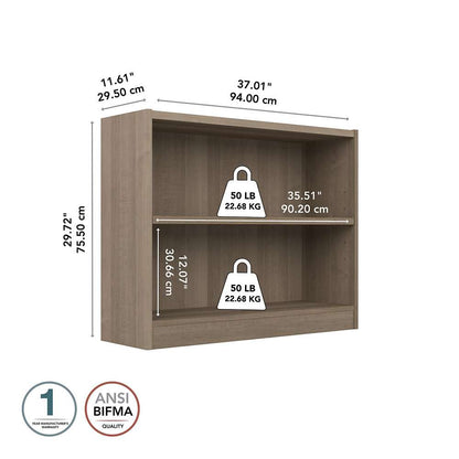Bush Furniture - Universal  2 Shelf Bookcase in Ash Gray - WL12426 veiw 5