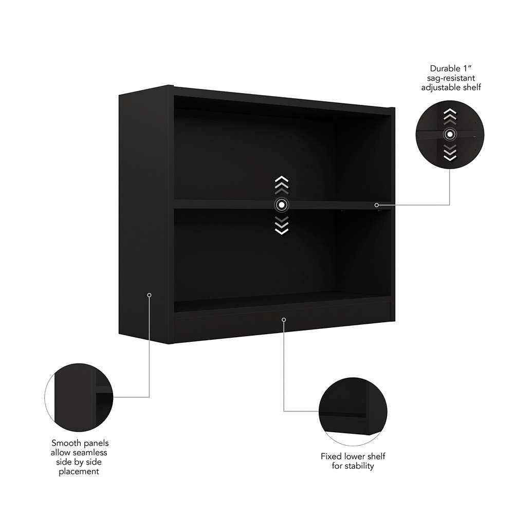 Bush Furniture - Universal 2 Shelf Bookcase in Black - WL12438 veiw 3