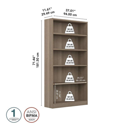 Bush Furniture - Universal  5 Shelf Bookcase in Ash Gray - WL12427 veiw 5