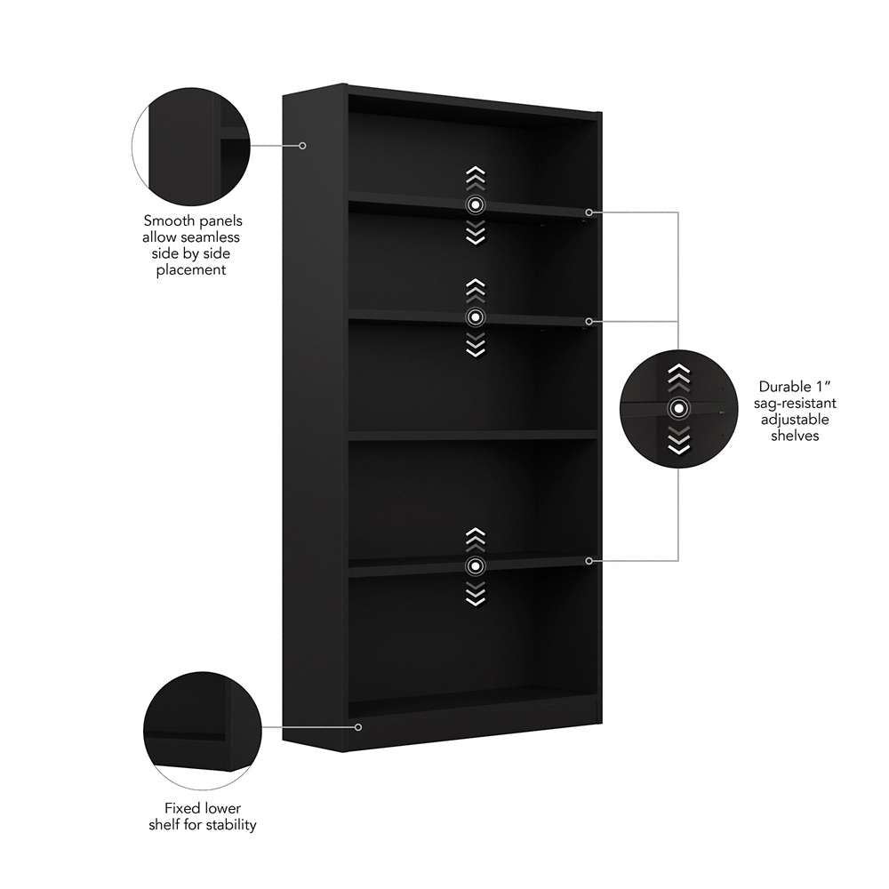 Bush Furniture - Universal 5 Shelf Bookcase in Black - WL12436 veiw 3