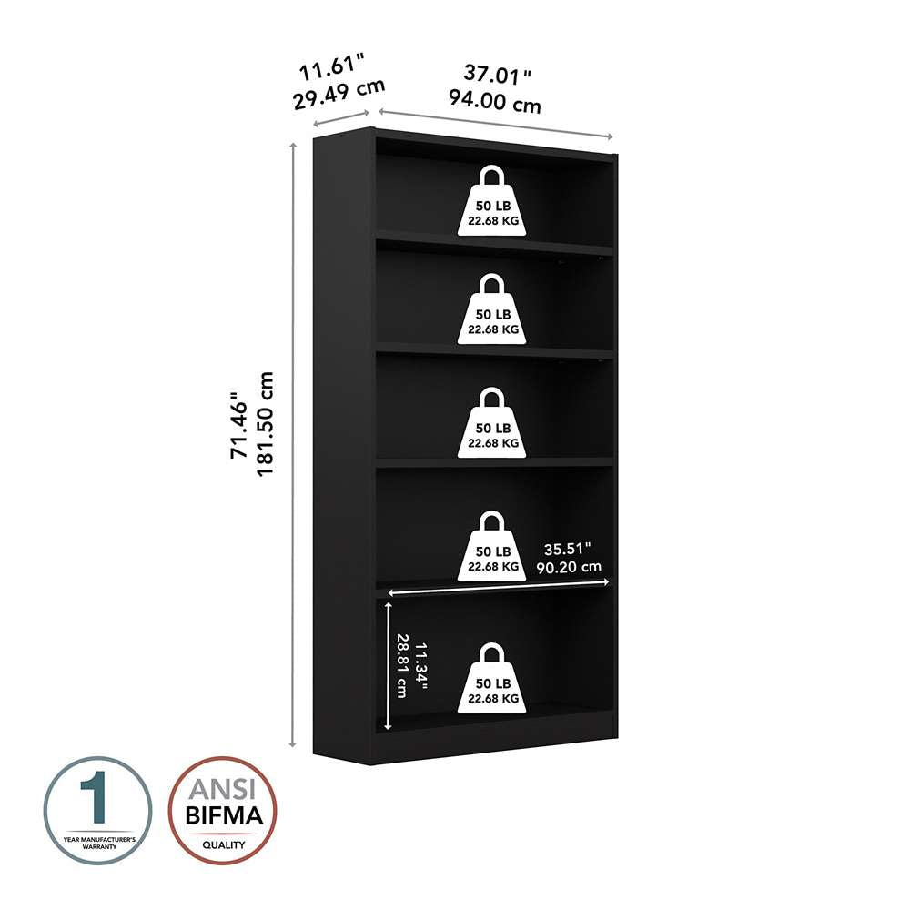 Bush Furniture - Universal 5 Shelf Bookcase in Black - WL12436 veiw 5