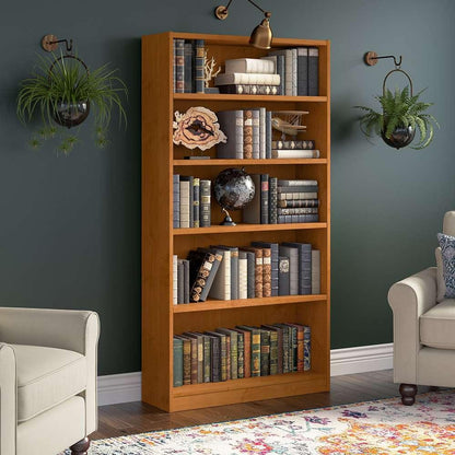 Bush Furniture - Universal  5 Shelf Bookcase in Natural Cherry - WL12467 veiw 2