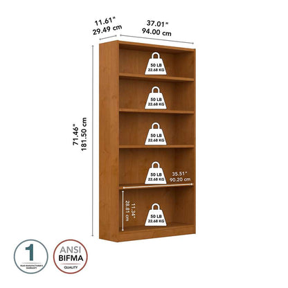 Bush Furniture - Universal  5 Shelf Bookcase in Natural Cherry - WL12467 veiw 5