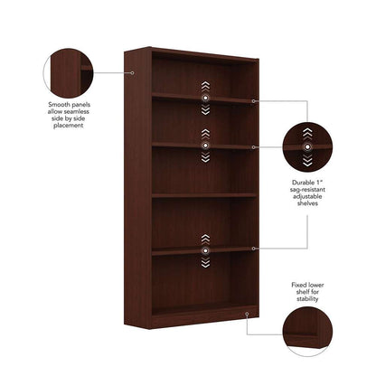 Bush Furniture - Universal  5 Shelf Bookcase in Vogue Cherry - WL12439 veiw 3