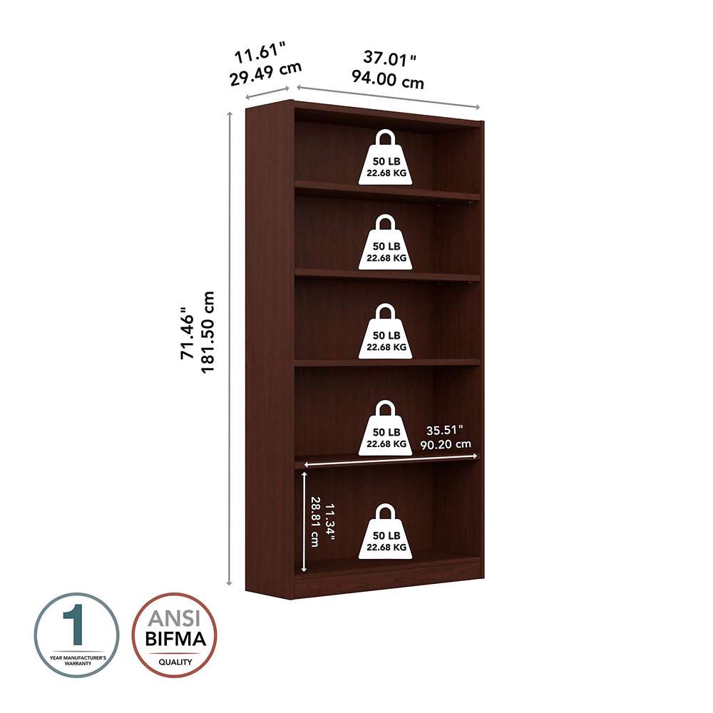Bush Furniture - Universal  5 Shelf Bookcase in Vogue Cherry - WL12439 veiw 5