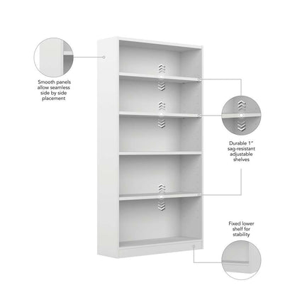Bush Furniture - Universal  5 Shelf Bookcase in White - WL12417 veiw 3