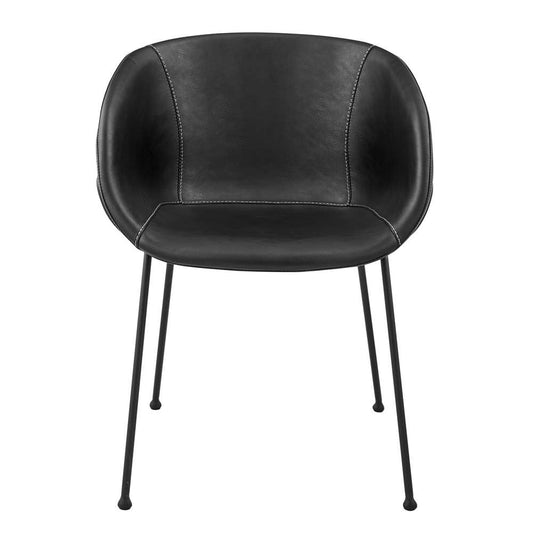 Euro Style - Zach Armchair in Black Leatherette with Matte Black Legs (Set of 2) - 30488BLK veiw 1
