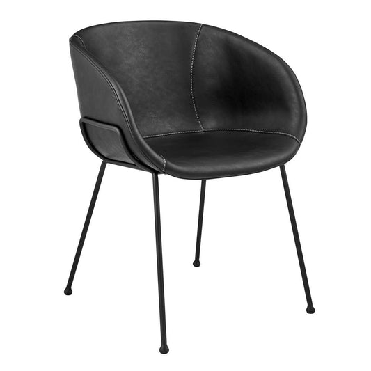 Euro Style - Zach Armchair in Black Leatherette with Matte Black Legs (Set of 2) - 30488BLK veiw 2