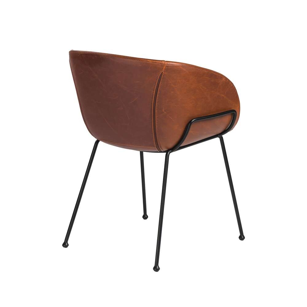 Euro Style - Zach Armchair with Dark Brown Leatherette with Matte Black Legs (Set of 2) - 30488DKBRN veiw 4