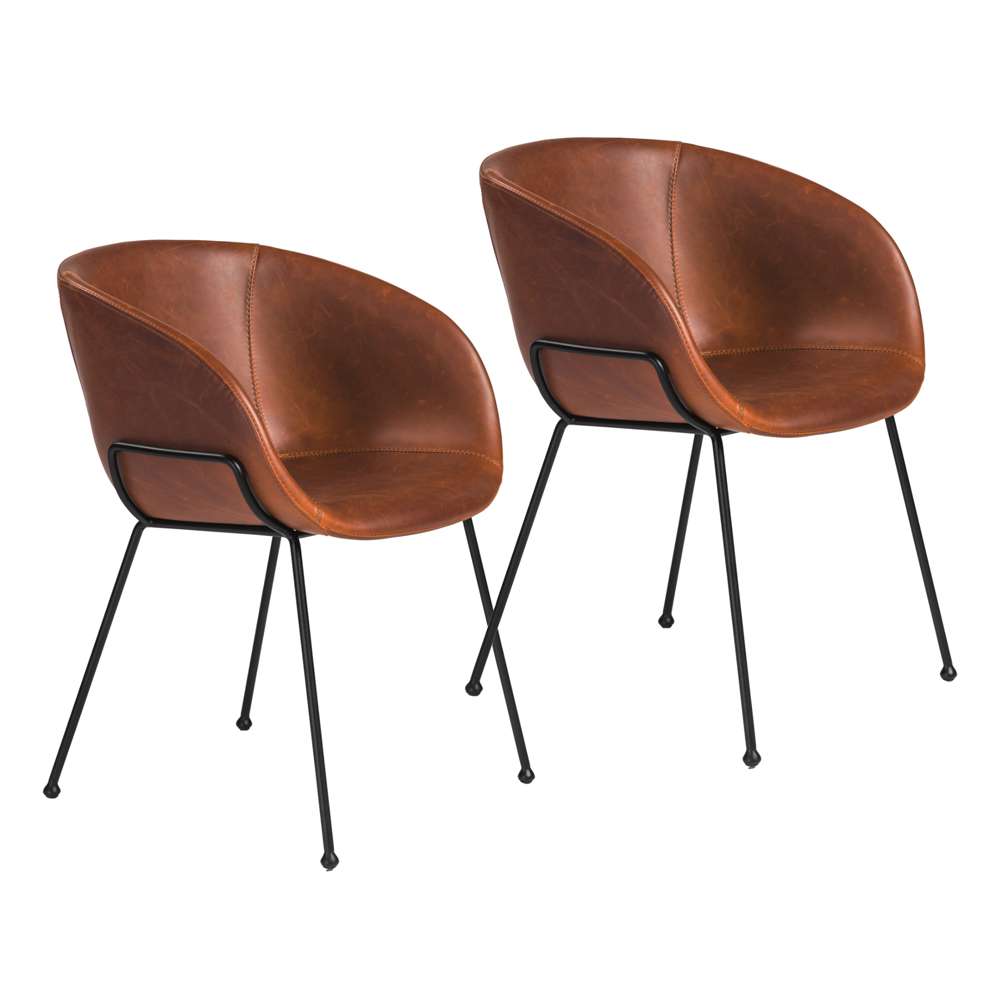 Euro Style - Zach Armchair with Dark Brown Leatherette with Matte Black Legs (Set of 2) - 30488DKBRN veiw 8