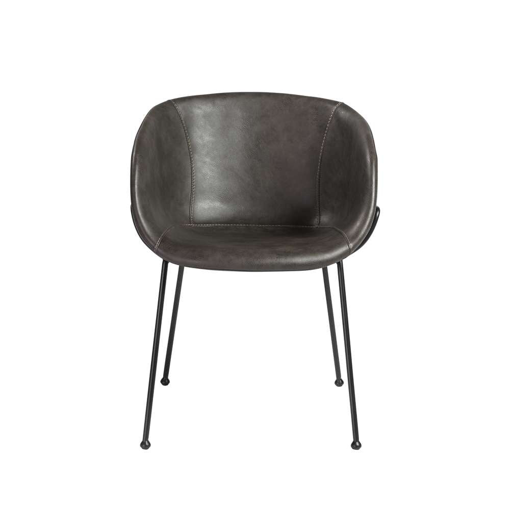 Euro Style - Zach Armchair with Dark Gray Leatherette with Matte Black Legs (Set of 2) - 30488DKGRY veiw 1