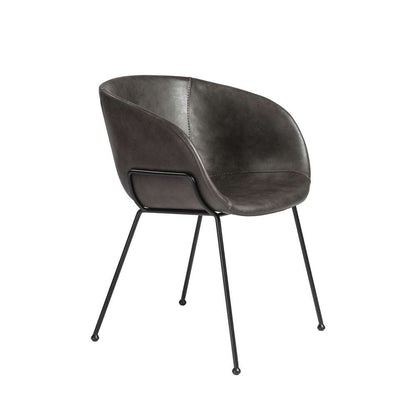 Euro Style - Zach Armchair with Dark Gray Leatherette with Matte Black Legs (Set of 2) - 30488DKGRY veiw 2