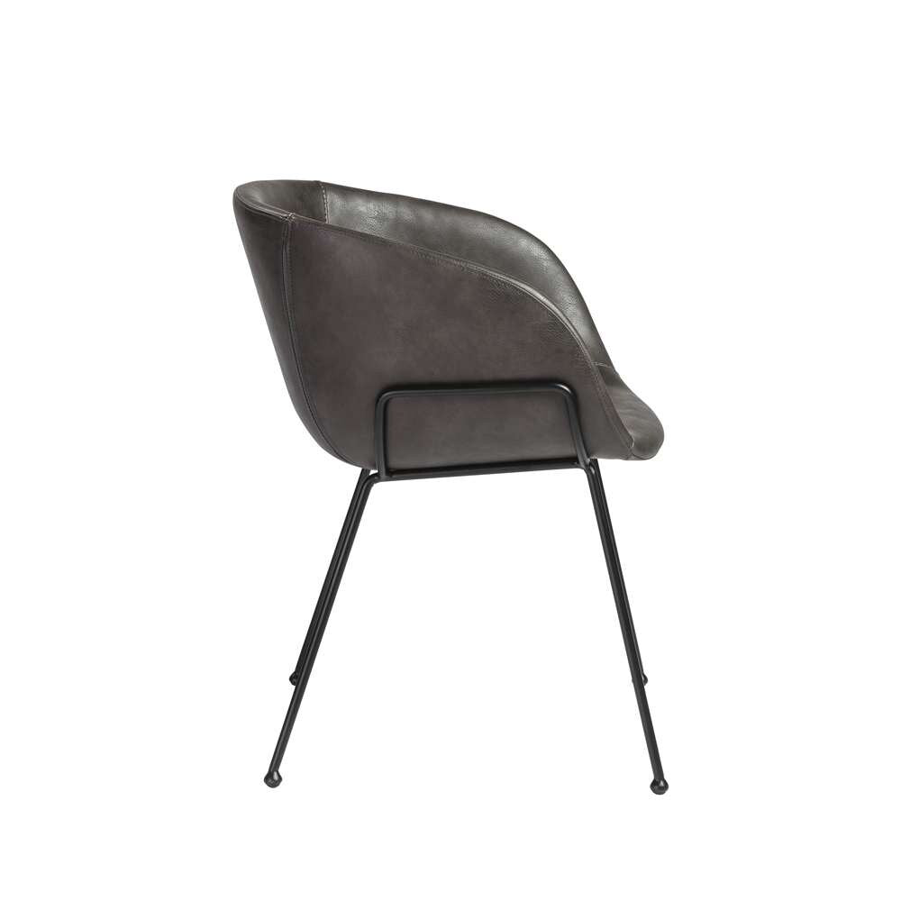 Euro Style - Zach Armchair with Dark Gray Leatherette with Matte Black Legs (Set of 2) - 30488DKGRY veiw 3