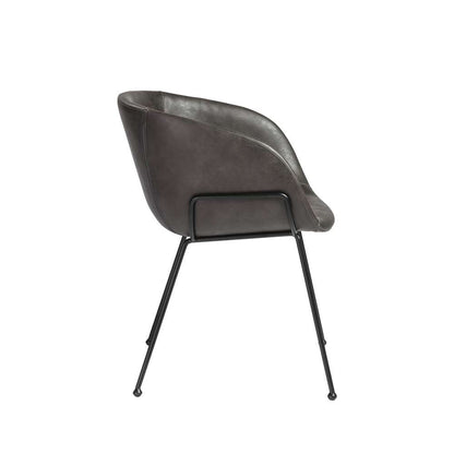 Euro Style - Zach Armchair with Dark Gray Leatherette with Matte Black Legs (Set of 2) - 30488DKGRY veiw 3