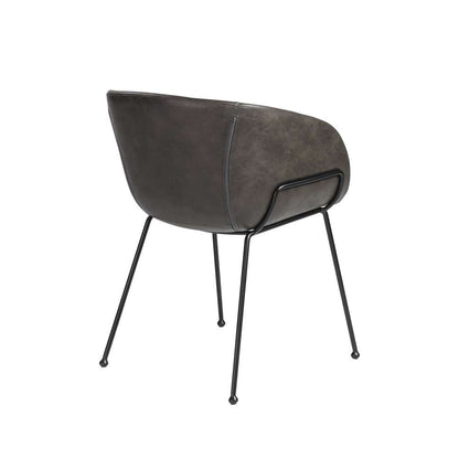 Euro Style - Zach Armchair with Dark Gray Leatherette with Matte Black Legs (Set of 2) - 30488DKGRY veiw 4