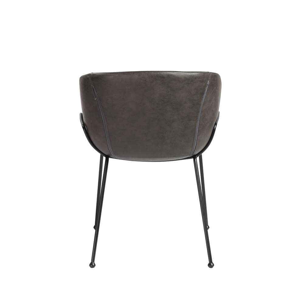 Euro Style - Zach Armchair with Dark Gray Leatherette with Matte Black Legs (Set of 2) - 30488DKGRY veiw 5